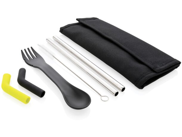 Set cubiertos y pajitas reutilizables Palacaguina acero inoxidable Verde detalle 30