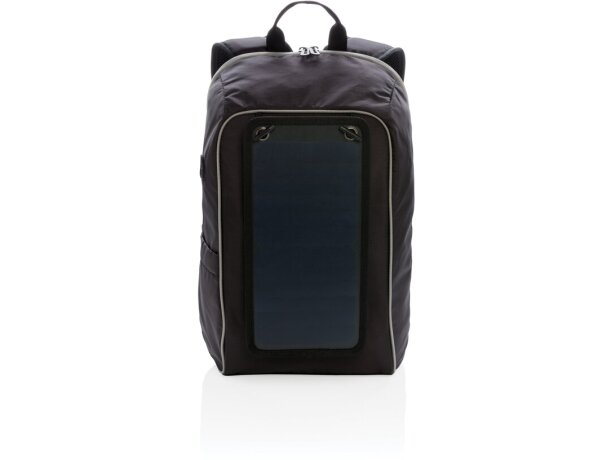 Mochila con panel solar sin PVC Negro/gris detalle 1