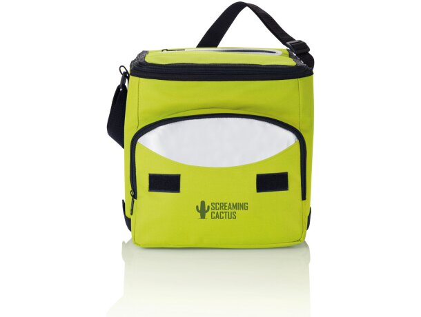 Bolsa térmica de poliéster con bolsillo frontal y correa ajustable Verde/plata detalle 13