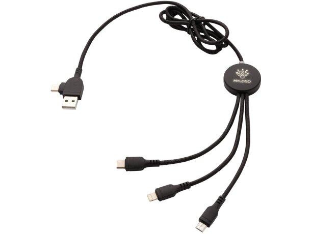 Multicable con 5 conectores de nailon trenzado Negro detalle 4