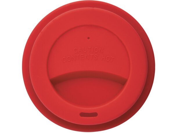 Taza de café ecológica con tapa y banda de silicona Rojo/blanco detalle 8