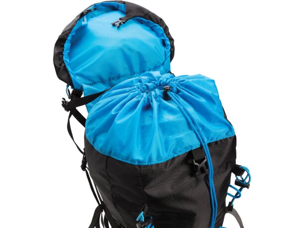 Mochila grande Explorer de senderismo 40L sin PVC Negro/azul detalle 5