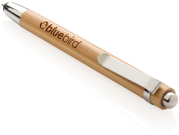 Puntero de bambú con bolígrafo diseño clásico Marron detalle 8