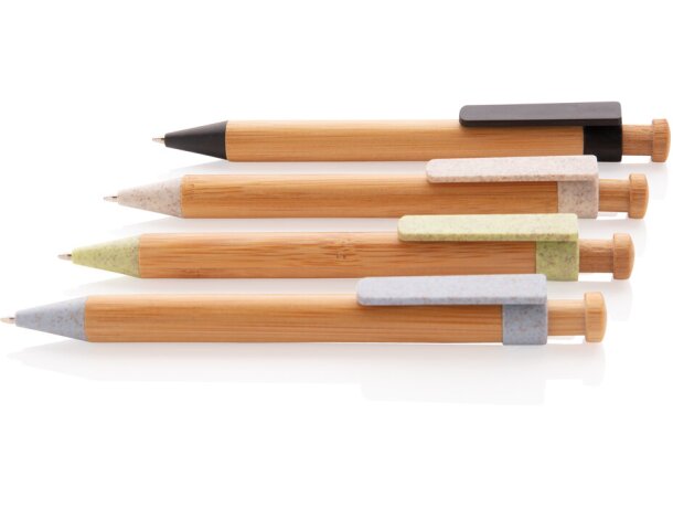 Bolis ecológicos de bambú y paja de trigo tinta azul Verde detalle 22