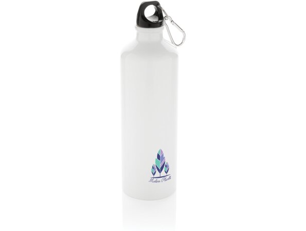 Botella de agua XL de aluminio con mosquetón Blanco/negro detalle 19