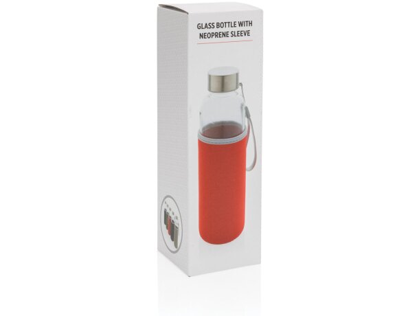 Botella de vidrio con funda de neopreno Rojo detalle 30