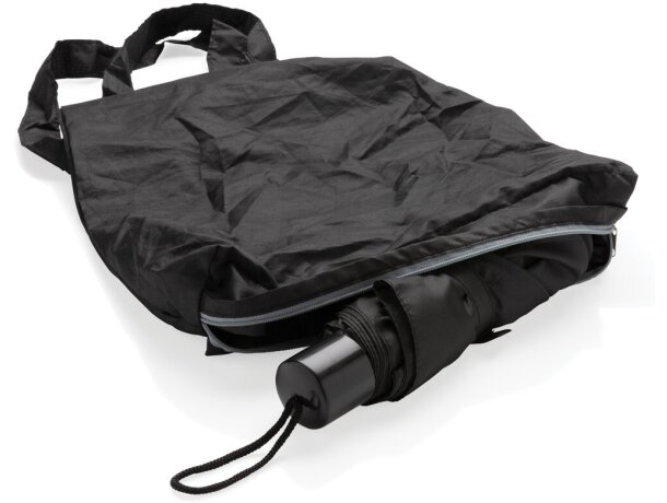 Paraguas manual de 21con bolsa de mano Negro detalle 4