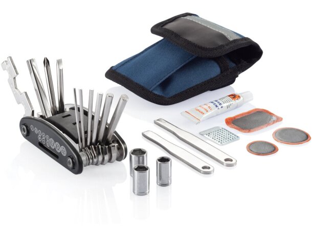 Set reparación bicicleta presentado en compacto estuche de poliéster Azul detalle 2