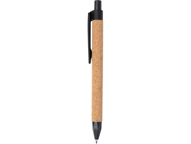 Bolis ecológicos publicitarios con pulsador paja de trigo tinta azul Negro detalle 2