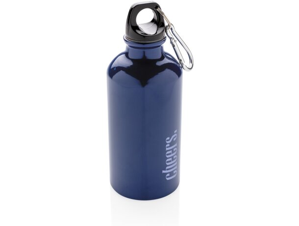 Botella deportiva de aluminio reutilizable con mosquetón Azul detalle 21