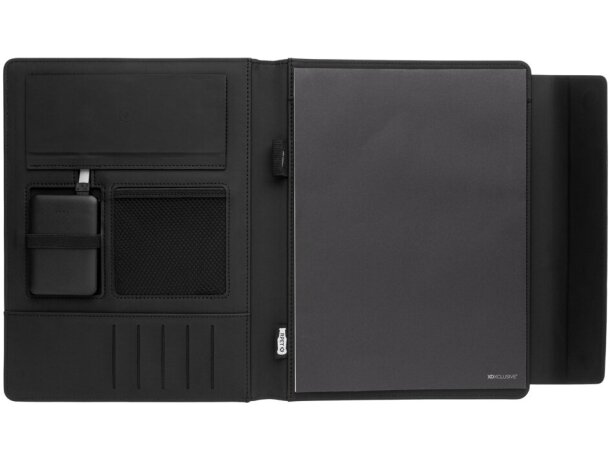 Portafolio de carga inalámbrica Fiko A4 con powerbank Negro detalle 3