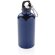 Botella deportiva de aluminio reutilizable con mosquetón azul