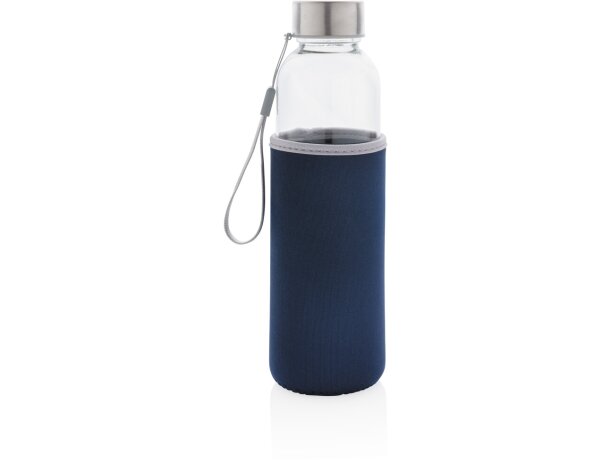 Botella de vidrio con funda de neopreno Azul detalle 31