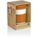 Taza de café ecológica con tapa y banda de silicona Naranja/blanco detalle 30