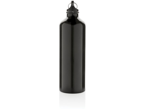 Botella de agua XL de aluminio con mosquetón Negro/negro detalle 2