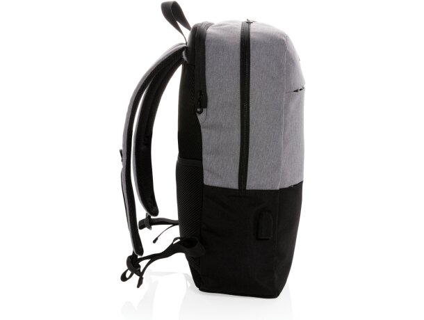 Moderna mochila portátil de 15.6 USB y RFID sin PVC Negro detalle 2