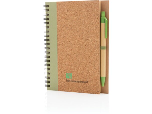 Cuaderno espiral de corcho con bolígrafo Verde detalle 24