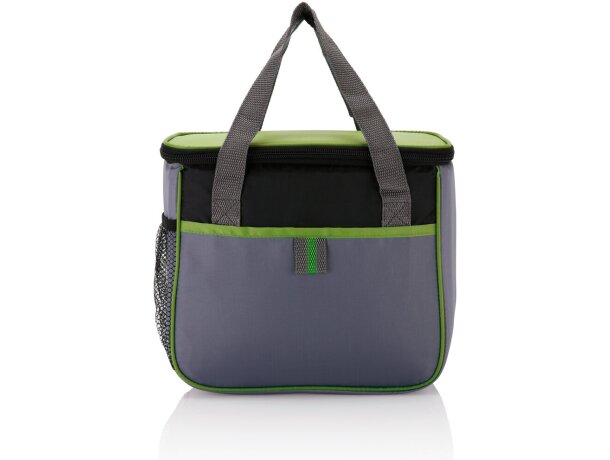 Nevera de poliéster con bolsillo exterior Verde/gris detalle 11