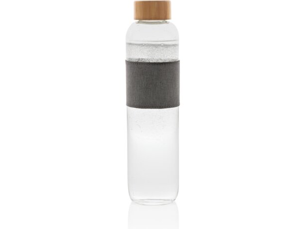 Botella Impact de vidrio de borosilicato con bambú Transparente/gris detalle 4