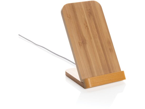 Soporte cargador inalámbrico Baxiangshan bambú certificado Marron detalle 10