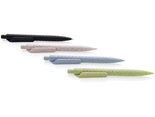 Bolígrafos ecológicos de paja de trigo y abs tinta azul Azul detalle 14