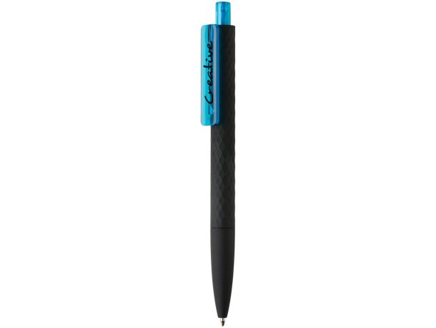 Bolígrafos con nombre forma exclusiva de diamante y tacto suave Azul/negro detalle 23