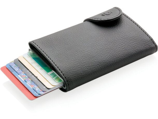 Cartera contra robos electr&oacute;nicos de polipiel Marron/plata detalle 38