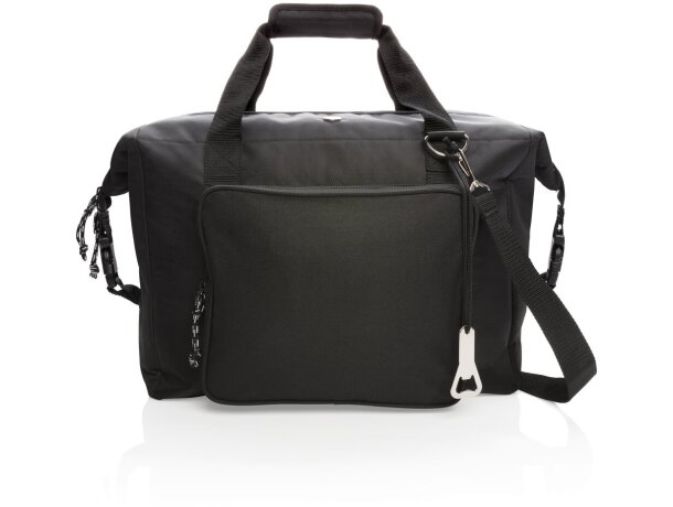 Bolsa térmica de poliéster con cremallera y bolsillo frontal Negro detalle 4