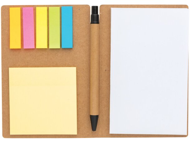 Bloc de notas kraft a6 con bolígrafo y adhesivos para tu día ajetreado Marron detalle 3
