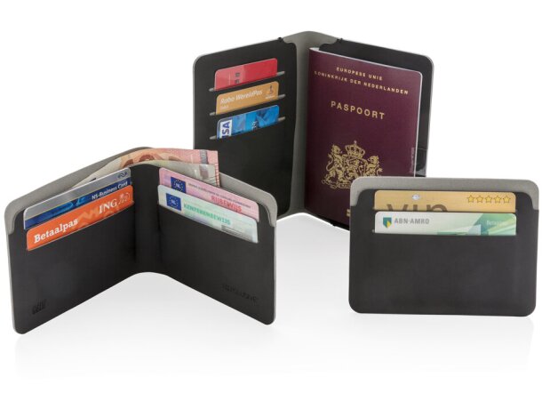 Tarjeteros corporativos bloqueo rfid ultra delgado para 8 tarjetas Negro/gris detalle 13