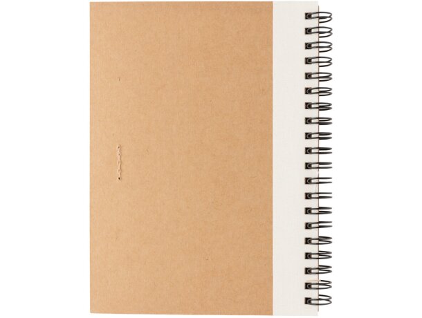 Libreta de anillas con hojas a rayas y bolígrafo kraft de cartón reciclado Blanco detalle 10