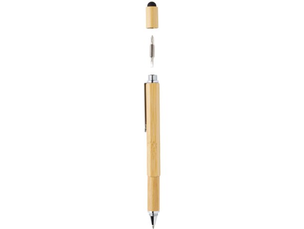 Bolígrafo de bambú 5 en 1 Marron detalle 6