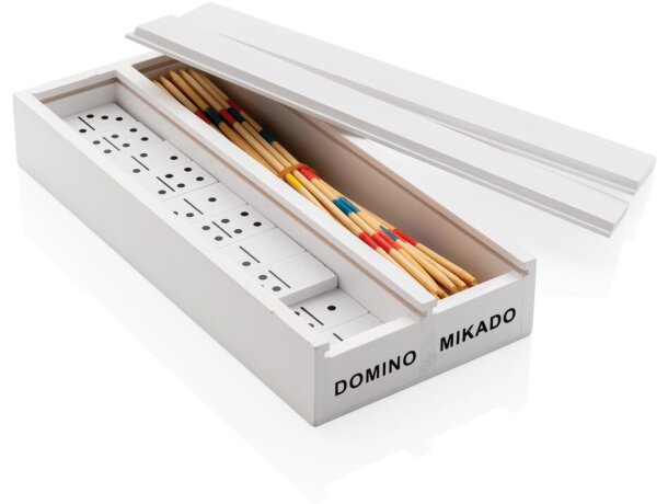Juego Mikado/Domino en caja de madera Blanco detalle 9