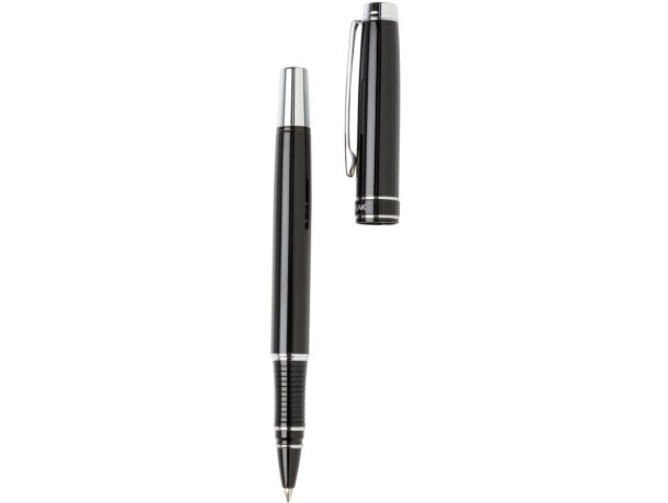 Sets boligrafos y rollers para empresas elegante latón tinta azul Negro/plata detalle 3