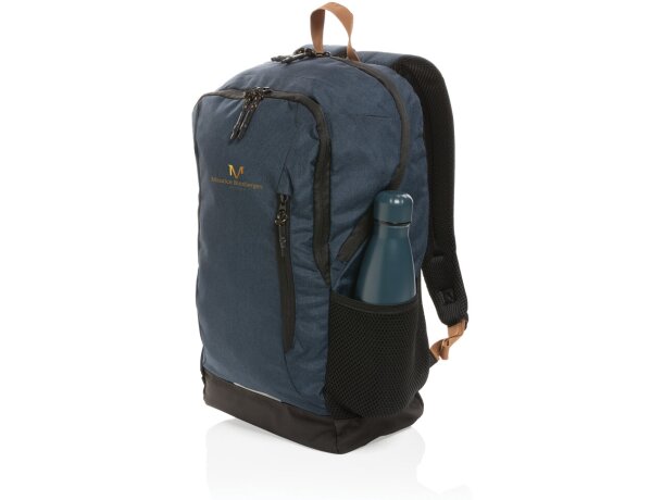 Mochila ecológica para publicidad con poliéster reciclado y trazador AWARE Azul marino detalle 27