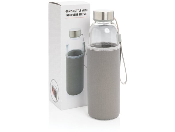 Botella de vidrio con funda de neopreno Gris detalle 19