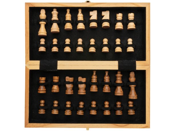 Juego de ajedrez plegable de madera de lujo Marron detalle 3