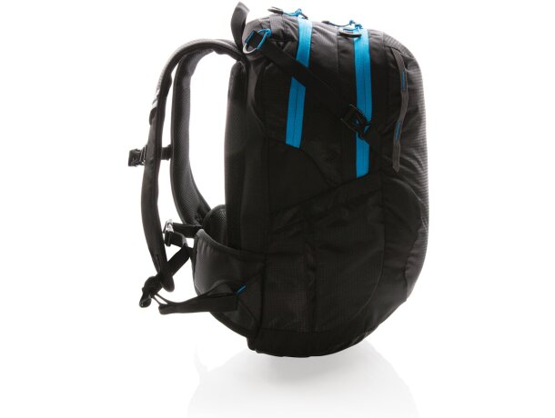 Mochila mediana Explorer de senderismo 26L sin PVC Negro/azul detalle 3