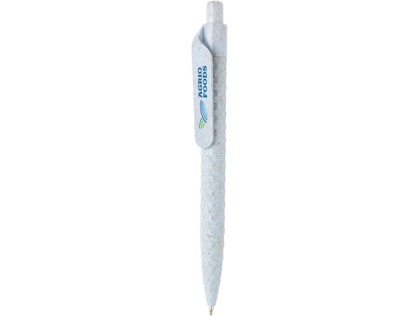 Bolígrafos ecológicos de paja de trigo y abs tinta azul Azul detalle 13