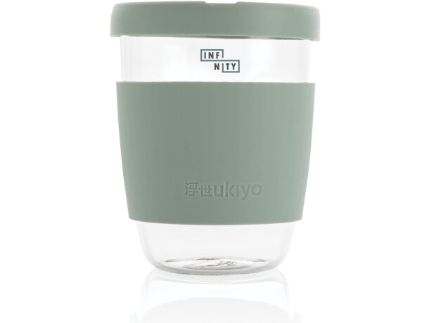 Vaso de borosilicato Ukiyo con tapa y funda de silicona Verde detalle 28