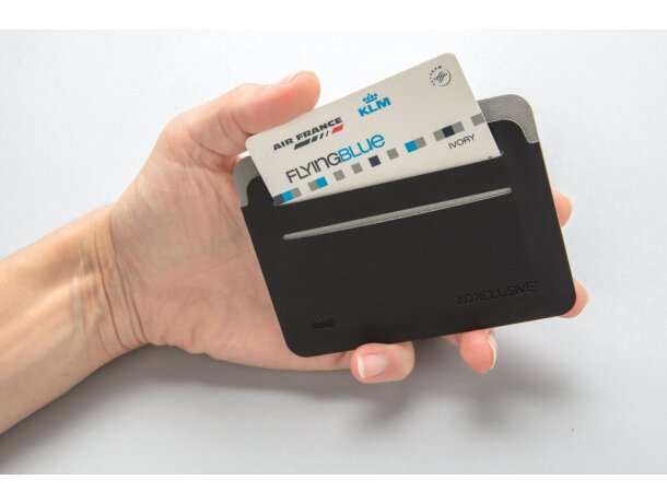 Tarjeteros corporativos bloqueo rfid ultra delgado para 8 tarjetas Negro/gris detalle 17