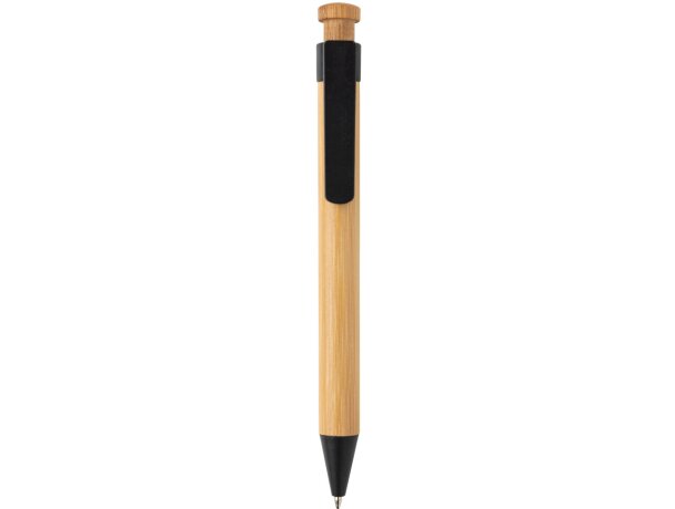 Bolígrafo de bambú con clip de trigo Negro detalle 2