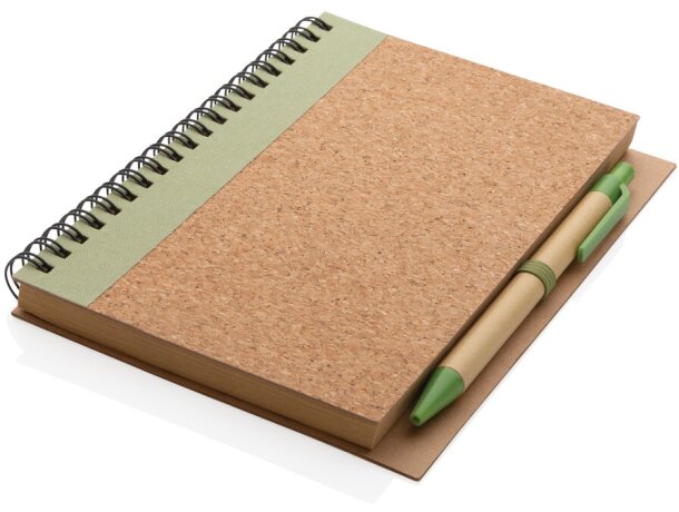 Cuaderno espiral de corcho con bolígrafo Verde detalle 20