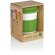 Taza de café ecológica con tapa y banda de silicona Verde/blanco detalle 28