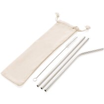 Pajitas acero inoxidable con funda y cepillo