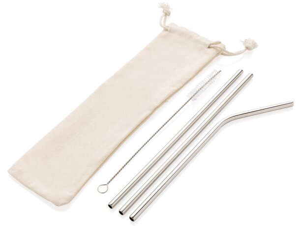 Set Dhalaa pajitas acero inoxidable con funda algodón orgánico Plata detalle 4