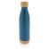 Botella acero inoxidable al vacío con tapa y fondo de bambú Azul