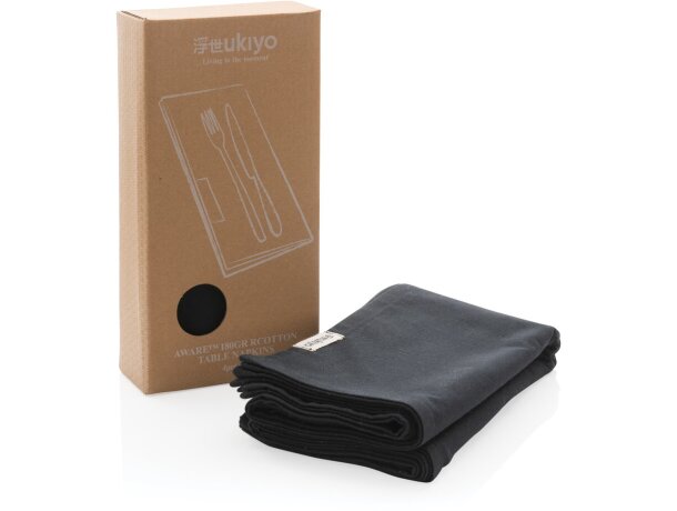 Set de 4 servilletas de mesa Ukiyo Aware ™ 180gr Negro detalle 11