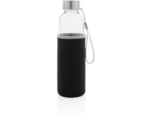 Botella de vidrio con funda de neopreno Negro detalle 1