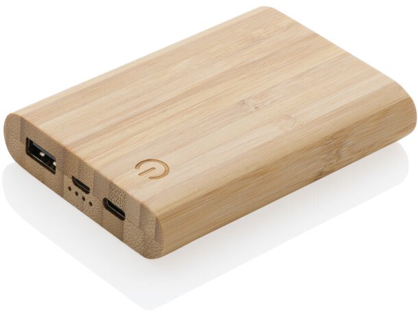 Powerbank Nandigaon bambú FSC 5000 mAh con cable TPE reciclado Marron detalle 9